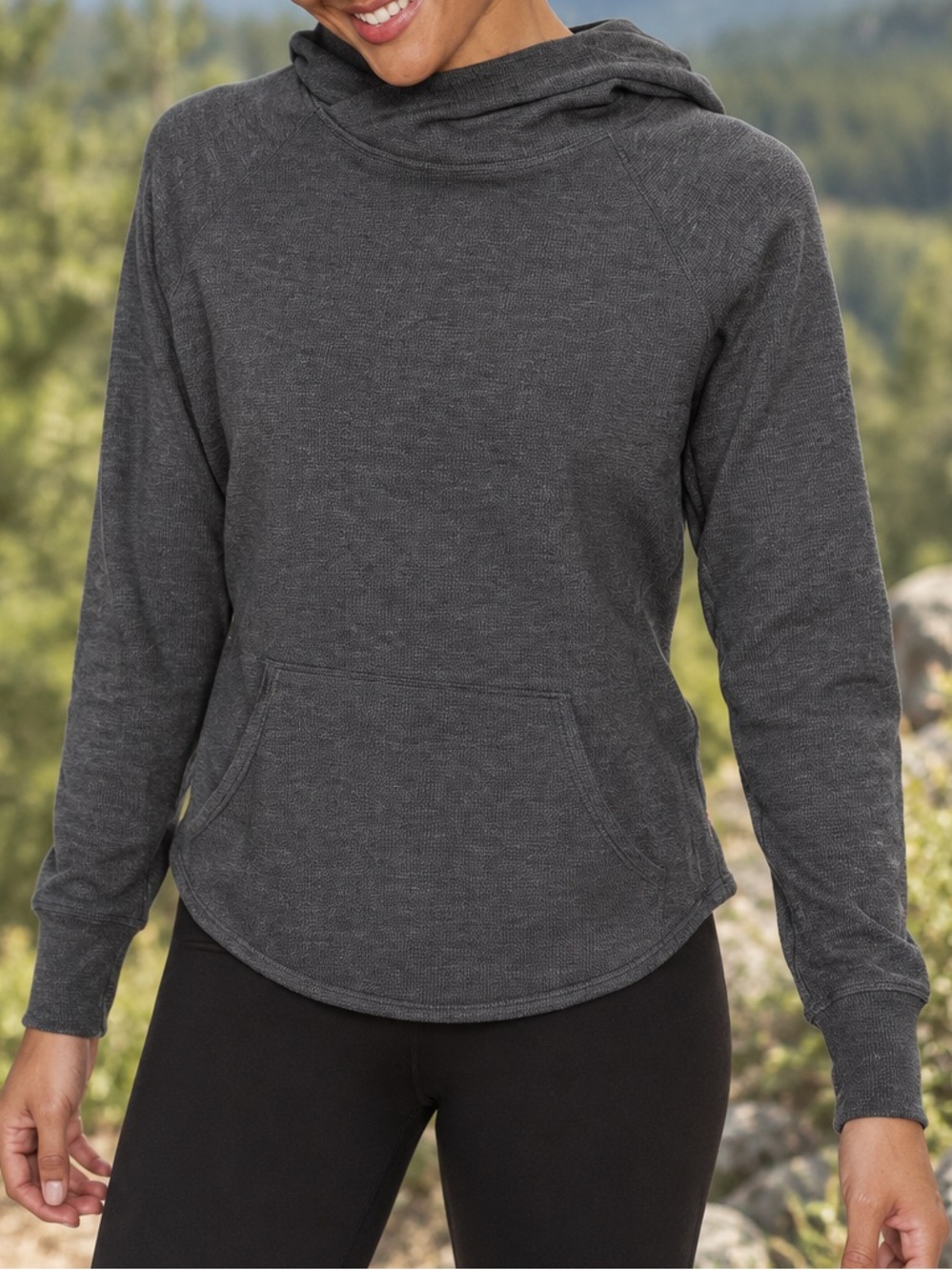 The Normal Brand Women's Puremeso Basic Hoodie Gray L Crossover Neck Fleece
